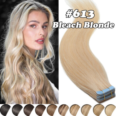 Seamless Thick Tape In Remy Human Hair Extensions Skin Weft Full Head 60pcs=150g