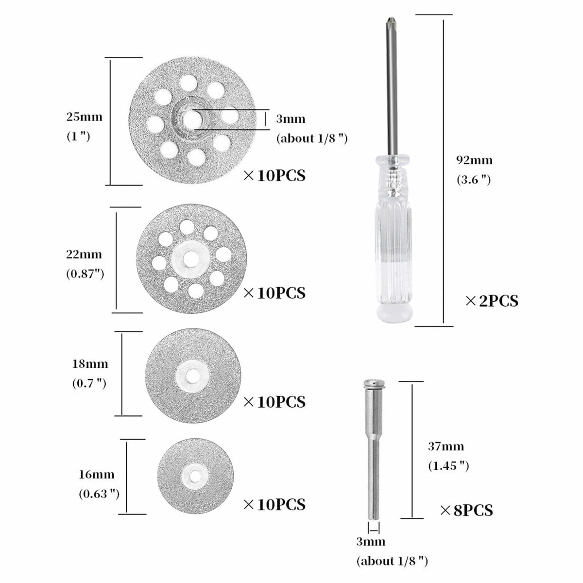 VENEKETY 10pcs Mini Diamond Coated Cutting Off Discs Wheel with 2