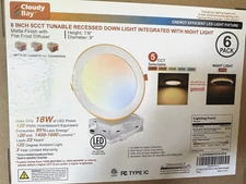 CLOUDY BAY 8" 5CCT LED Recessed Thin Dimmable Ceiling Light LJD008WH5CN-6PK