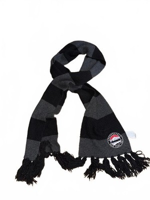 Aéropostale Black and Gray Striped Knit Scarf with Fringe