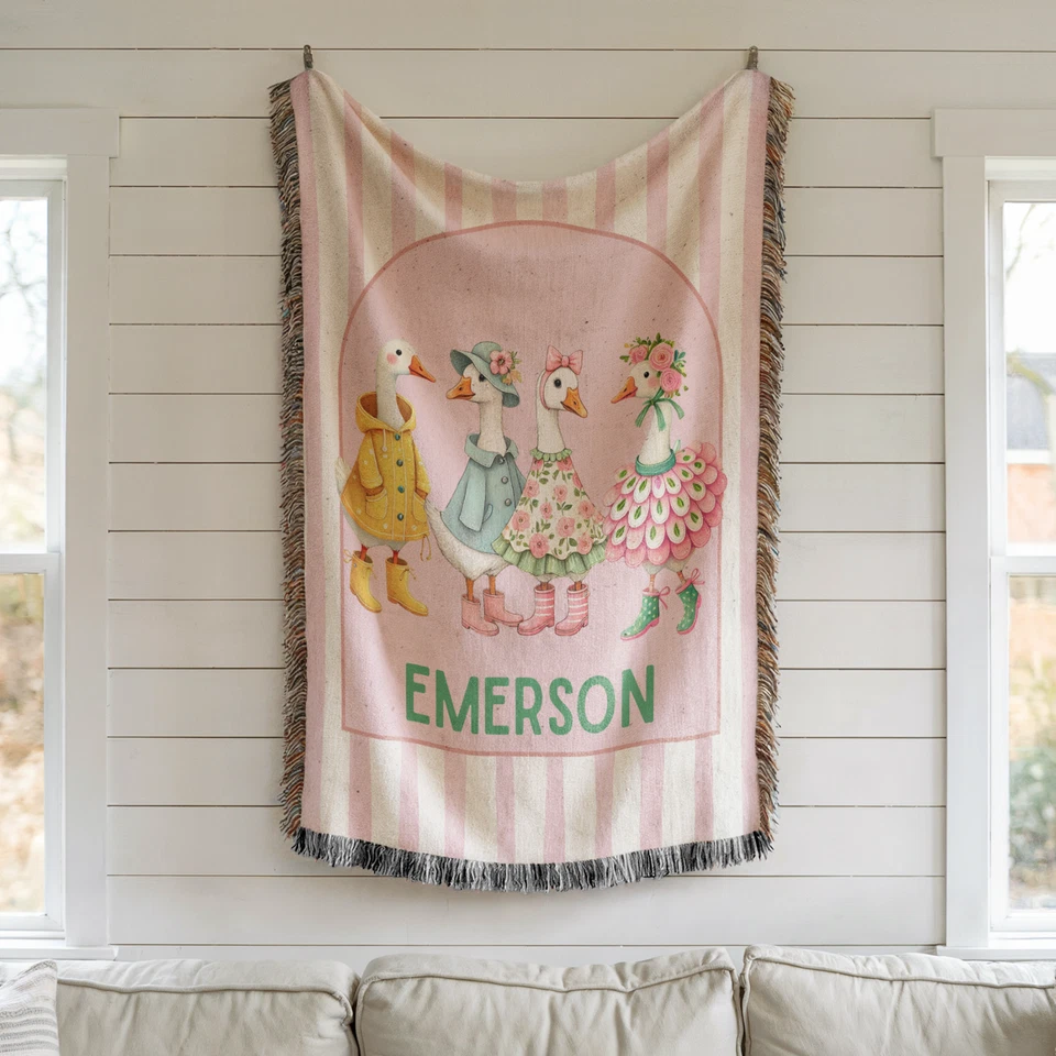 Персонализированный гусь Baby одеяло гуси девочки сплетенный заказ имя одеяло ребенка душа - Изображение 4 из 4