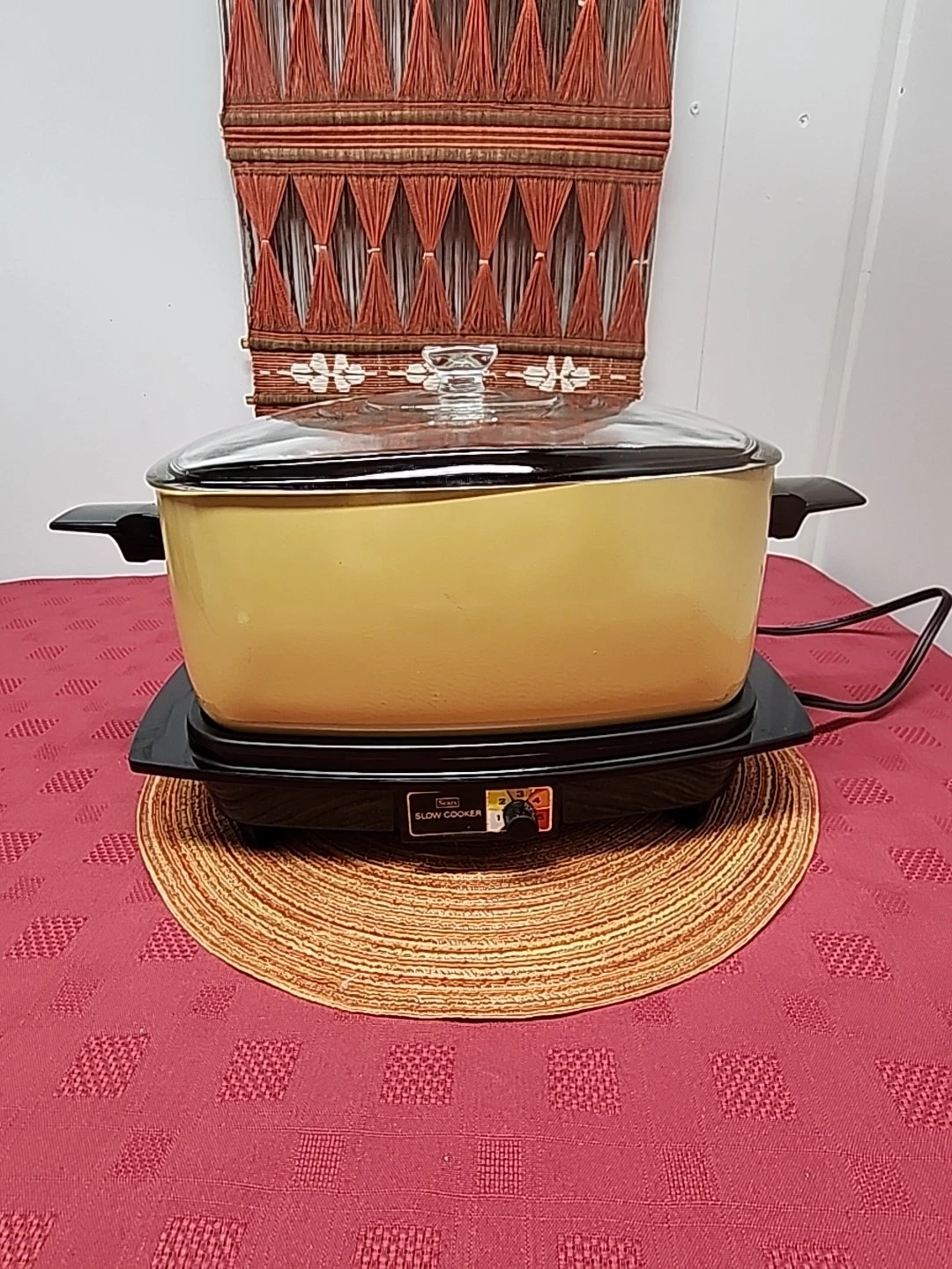 VTG Sears 6 Quart Rectangle Slow Cooker Harvest Gold 5 Temp Setting Tested Works