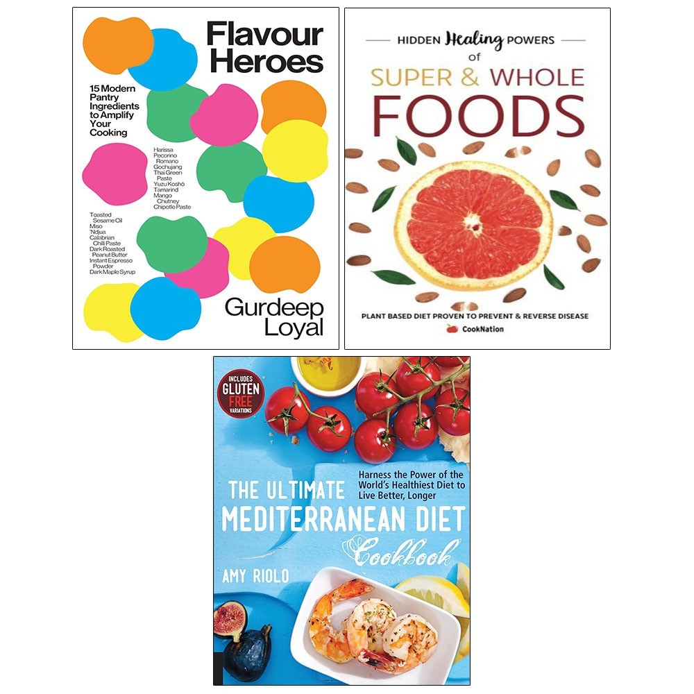 Flavour Heroes HB,Ultimate Mediterranean,Hidden Healing Powers Of Super 3 Books