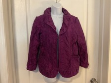 Peck Peck Woman's Blazer Purple Size 10 Solid Long Sleeve Open Lightweight -B2