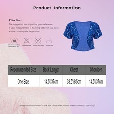 Damen Jacke Pailletten Bolero Blazer Kurzarm Cardigan Shrug Tanz Party Kostüm