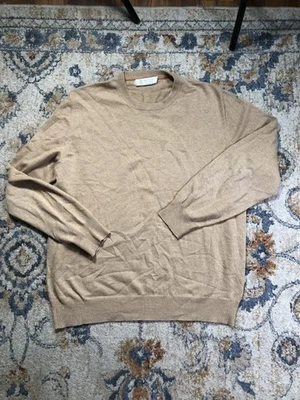 Brunello Cucinelli Sweater Mens Large Beige Cashmere Crewneck Knit Pullover