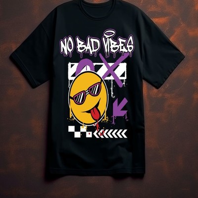 No Bad Vibes Casual Black T Shirts 100 % Cotton Size M,L,XL