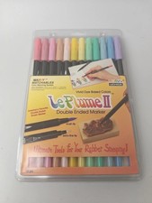 Marvy Uchida Marker Set 12-Brush Tip Rubber Stamping Pastel Set AS IS READ  