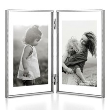 4x6 Double Floating Picture Frame, Floating Display for 2x3 3.5x5, Hinged Fol...