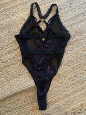 NEW Black Lace  Netting Teddy Lingerie Size S/M 30-36  Chest Beautiful