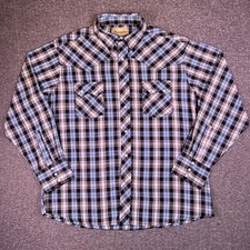 Wrangler Western Fashion Shirt Men XL Pearl Snap Plaid Rodeo Long Sleeve Western
