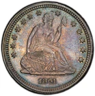 1861 Seated Liberty Quarter ~ PCGS AU Details - Beautiful Toning