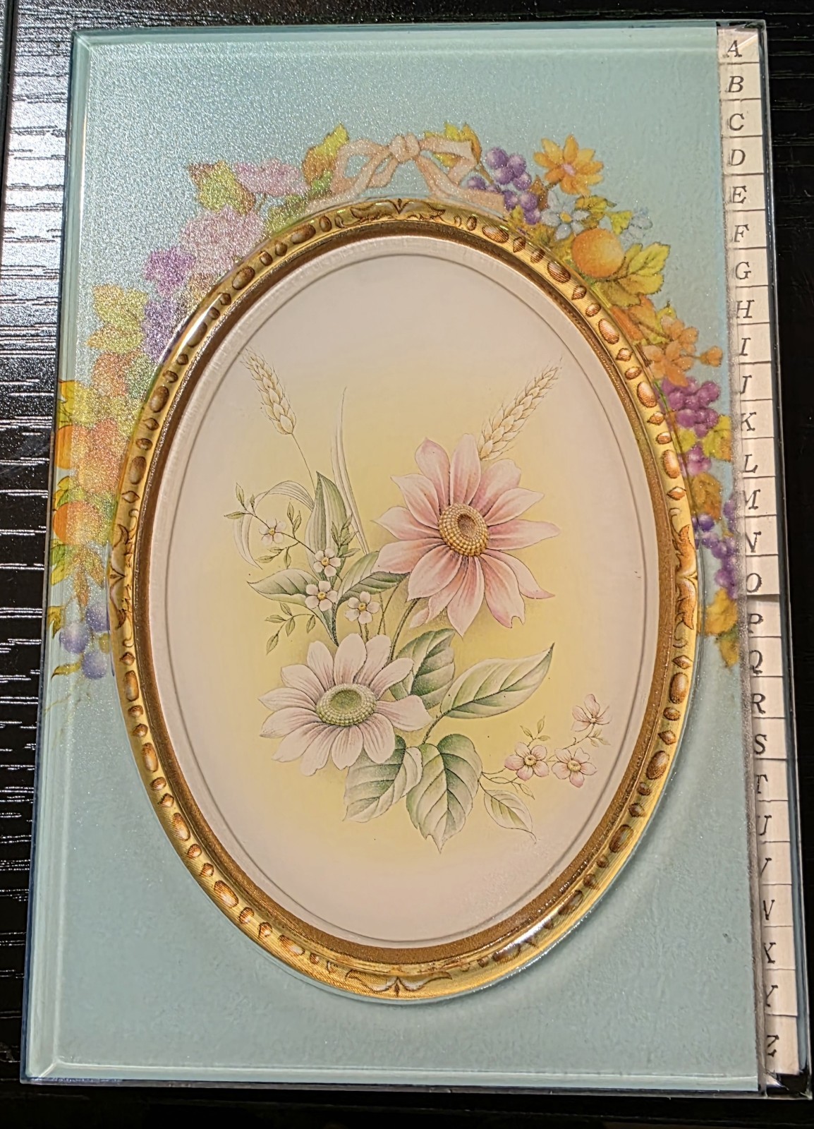 Vintage Hardcover Light Blue W/Flowers Pocket Address Book 4" x 5.5" NOS