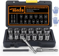 Bolt Extractor Kit, 16-Piece Stripped Bolt Remover Socket Set with 3/8" Drive Im