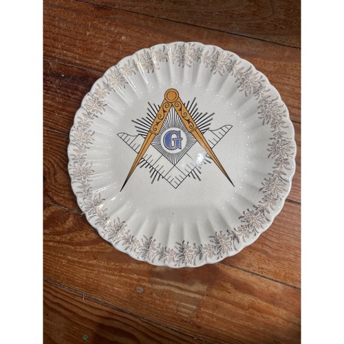 Vintage Masonic Plate Sanders Nashville TN 23K Gold Square Compass Lodge