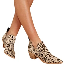 Dolce Vita Sonni Cheetah Booties Size 10 Beige Black Western Boho Boots