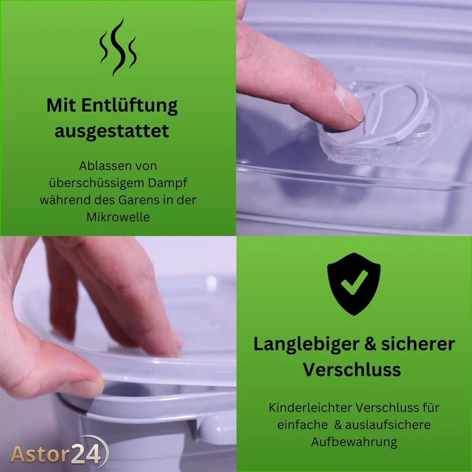 Mikrowellenteller mit Deckel Mikrowellen Töpfe Schüssel Geschirr Suppentopf Dose - Bild 2 von 4