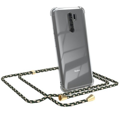 Für Xiaomi Redmi 9 / 9 Prime Handyhülle zum Umhängen Kordel Tasche Kette Grün