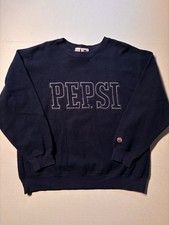 Vtg Pepsi Soda Snack Promo 90  s Embroidered Reverse Fleece Crewneck Sweatshirt M
