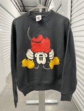 Mickey Mouse Disney Men's Black Sweatshirt Size Large 90s Vintage Crewneck USA