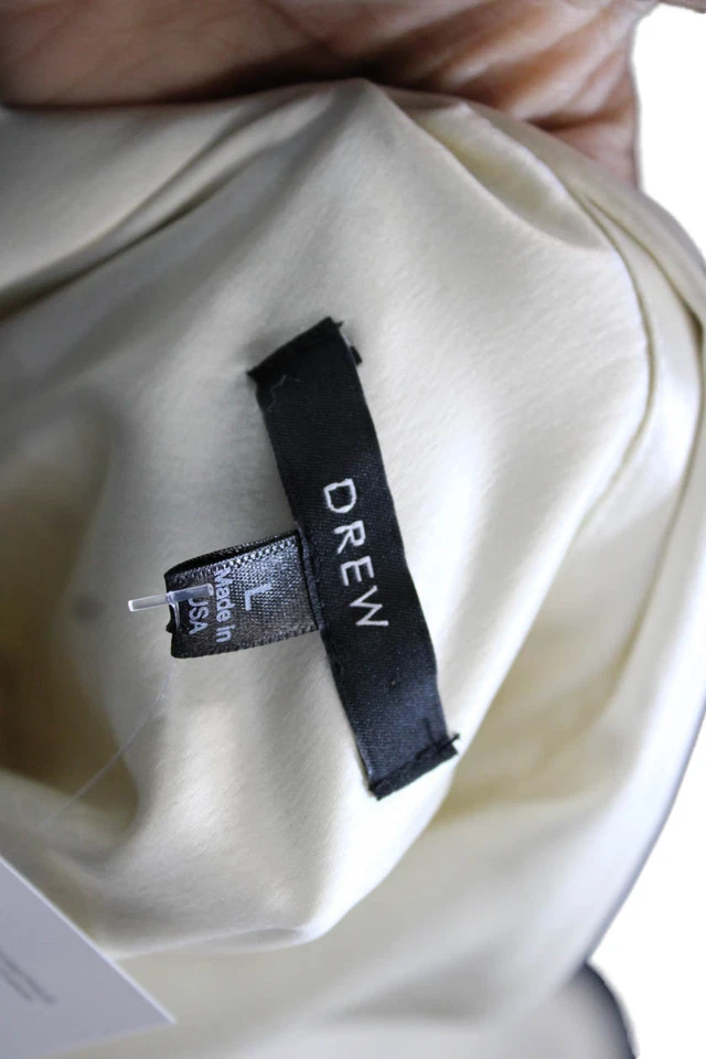 Blusa Drew Mujer Cuello Recortado Abotonada Beige Manga Larga Talla L Foto 4 de 4