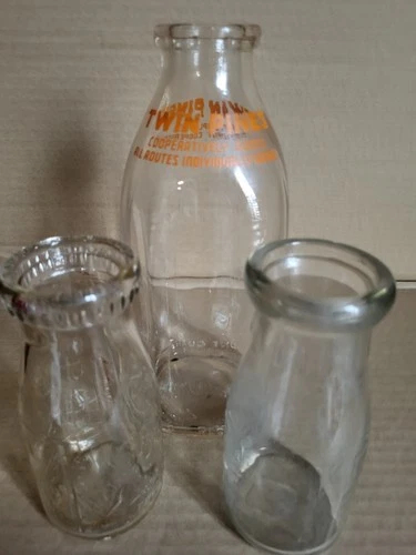 Vintage Glass Milk Bottles