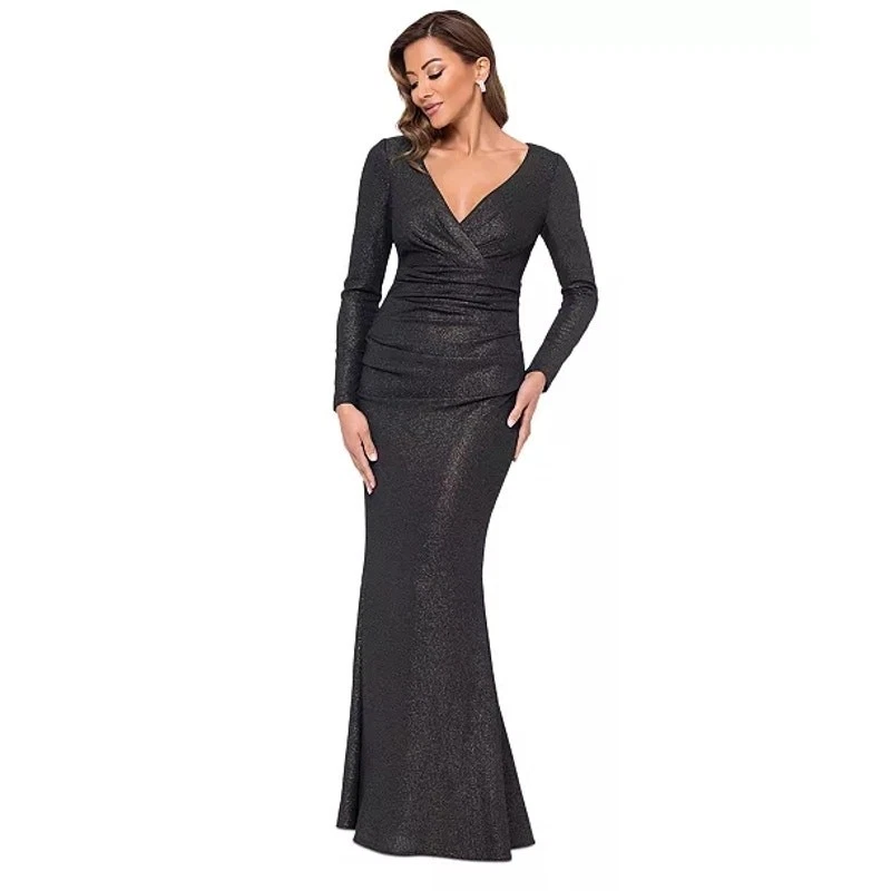 x evenings dresses Alex Evenings Paula Surplice Neckline A-Line Dress Eggplant / 12
