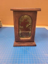 Wood Tissue Box Cover Vintage Stained Glass Dog Accent Art Decor Dispenser 9.5"