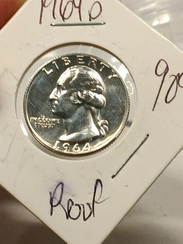 1964 (P) Washington Quarte Proof 90% Silver Beautiful and Unique!