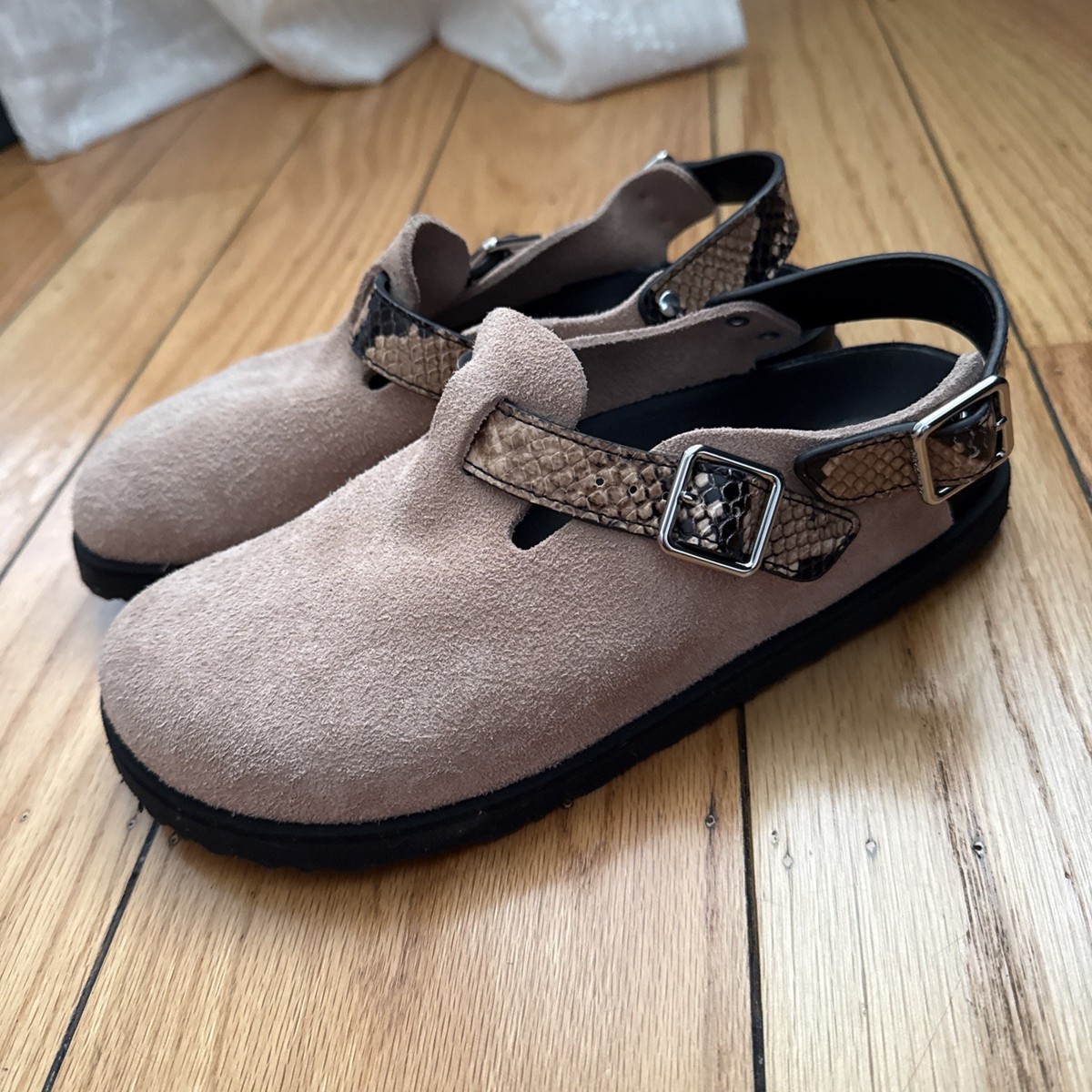 Birkenstock 1774 Tokio II Cazador Snakeskin Leather Slingback Mule