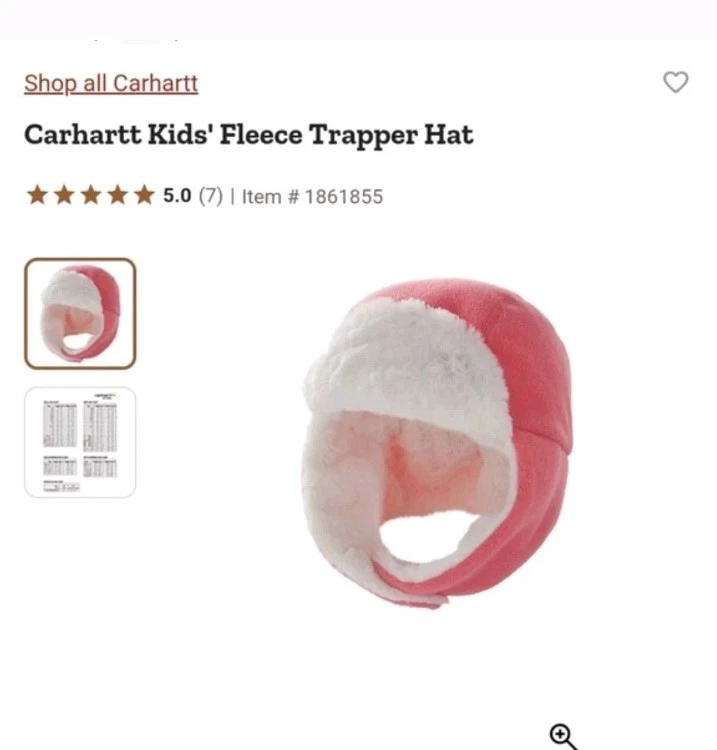 Chapéu Carhartt infantil rosa Sherpa forrado de lã gorro aba orelha - Imagem 2 de 4