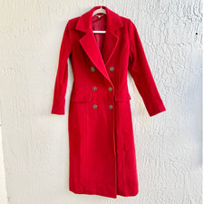 Marciano Guess Notch Lapel Wool Cashmere Double Breasted Coat Red Women's Size 2