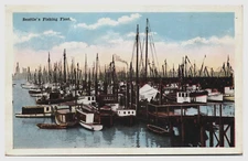 Seattle's Fishing Fleet Puget Sound News Boats in Harbor Postcard