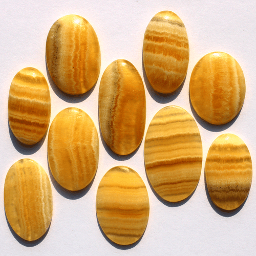 10 Pcs Namibian Natural Yellow Calcite 28.7mm-37mm Oval Cabochon Loose Gemstones - Picture 10 of 12