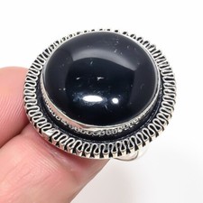 Black Onyx Gemstone Handmade 925 Sterling Silver Jewelry Ring Size 8 USA 