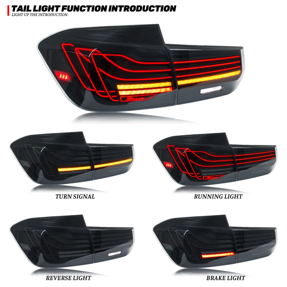 LED M4 Tail Lights for BMW 3 Series F30 F80 M3 2012-2018 Sequential Rear Lamps - Image 4 of 4