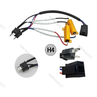 2X H4 Headlight LED Decoder Einzelne Widerstandsleitung Load Resistor 50 8RJ