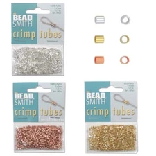 BeadSmith 2X2mm (400 PCS) Copper, Gold or Silver Plated Crimp Tubes - Bulk Pack