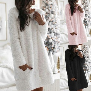fur sleeve jumper dress