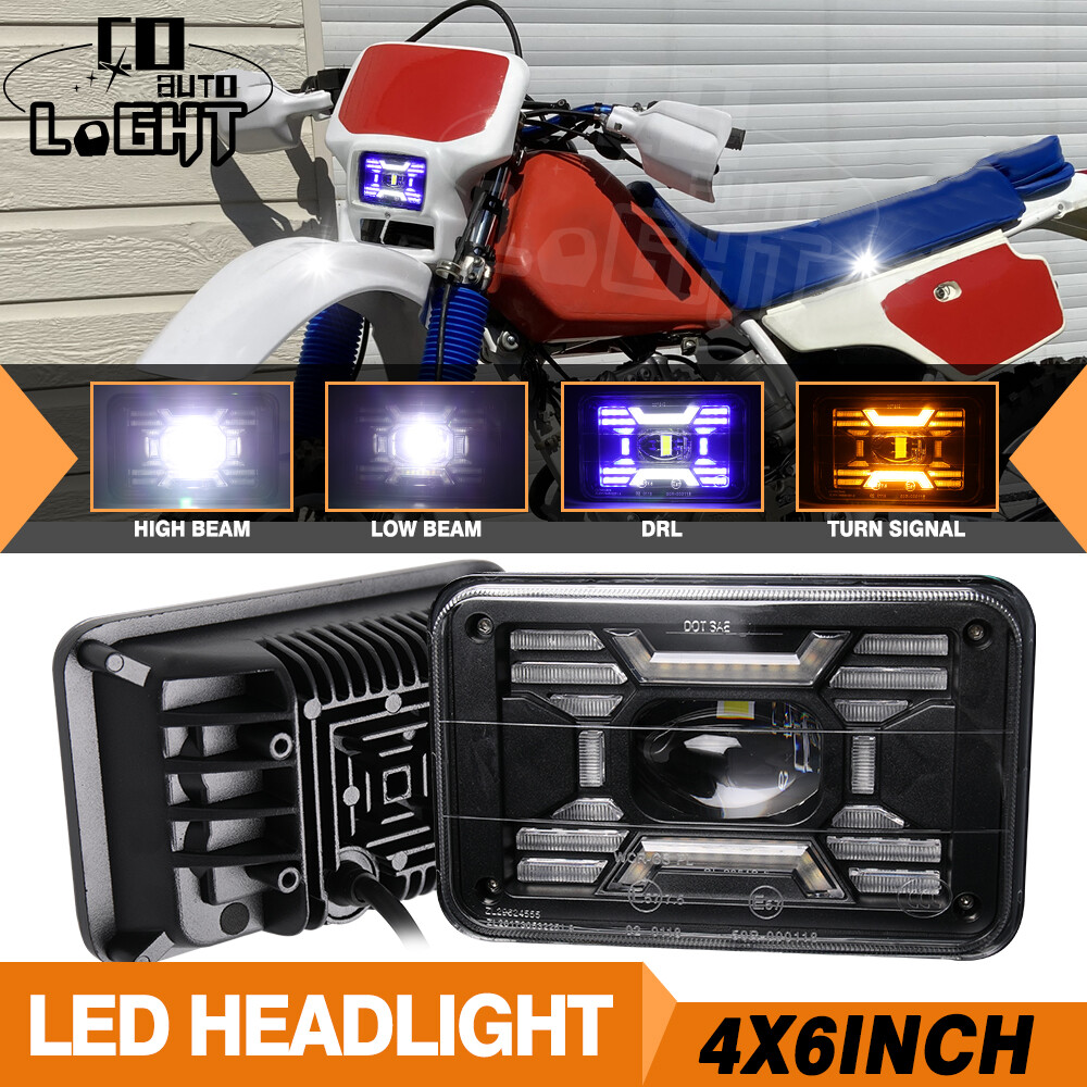 4x6" Inch Motorcycle LED Headlight Halo DRL For Honda XR250 XR250L
