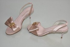 870 NEW Oscar de la Renta MILLIE 55 Sandals Nude Satin CRYSTAL JEWELED Heels 37