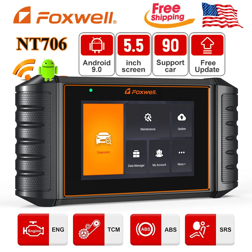 Foxwell NT706 AUTO OBD2 Scanner Code Reader TCM ABS SRS Engine Diagnostic  Tool