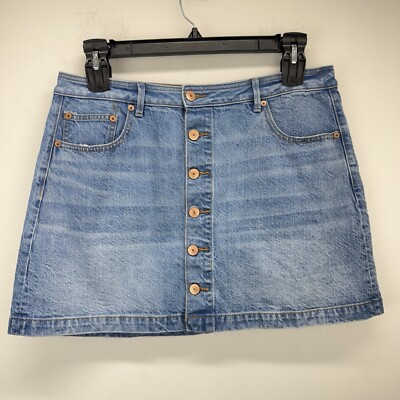 American Eagle size 14 Women's Blue Denim Button Front Super Hi