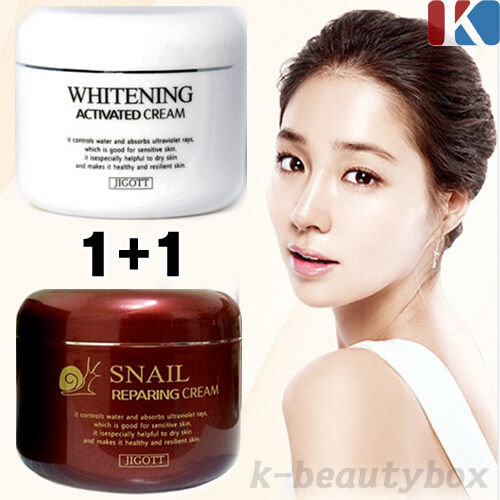 1+1 Whitening Activated Cream 100g + Snail Reparing Cream 100g Korean Cosmetics - Picture 1 of 12