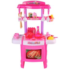 Pink Kitchen Cooking Chef Role Play Toy Set With Sound Light Kids Birthday Gift