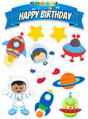 Astronaut eßbar Muffin Torten-Bild-Aufleger Party Deko Geschenk Geburtstag Raket