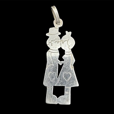 Küssendes Paar Anhänger Kuss Herz Junge Mädchen Liebe 151 VI 925 Italy Sterling Silber