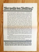 Leaflet "Who Wanted World War?" from Kossinna "Prehistory" 1934, mint condition
