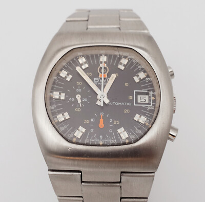 Vintage BWC-Swiss Herrenuhr Automatik Lemania 1340 Chronograph in Stahl!