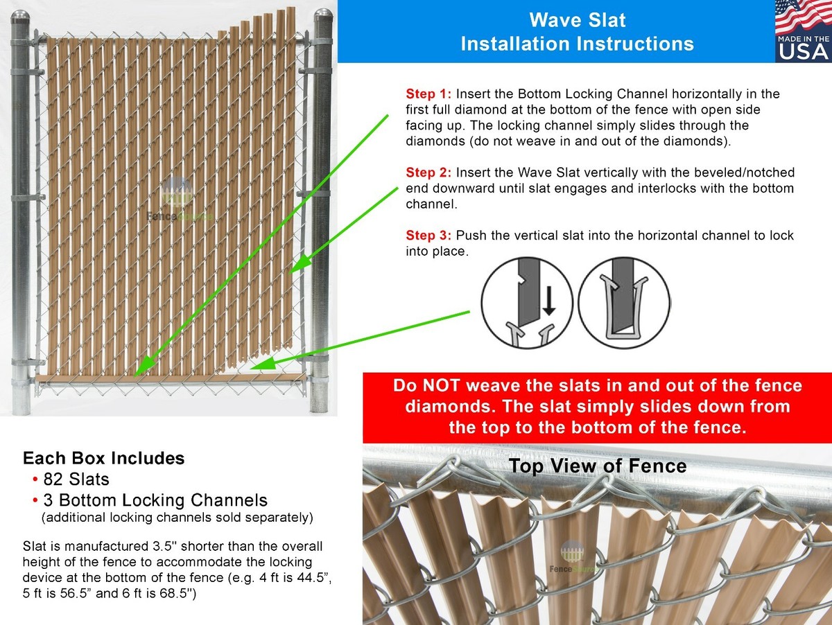 Chain Link Fence Privacy Slats - Single Wall - Bottom Locking Slat - 9  Colors | eBay